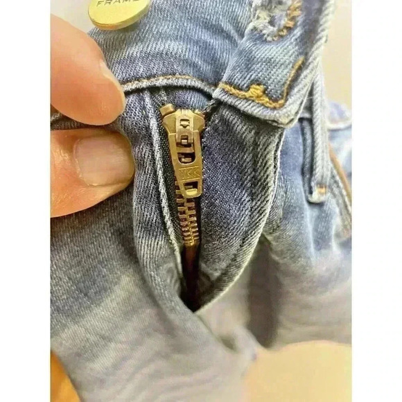 Frame Le High Skinny Jeans leather tuxedo piping Denim Mid Rise Stretch - Picture 8 of 15